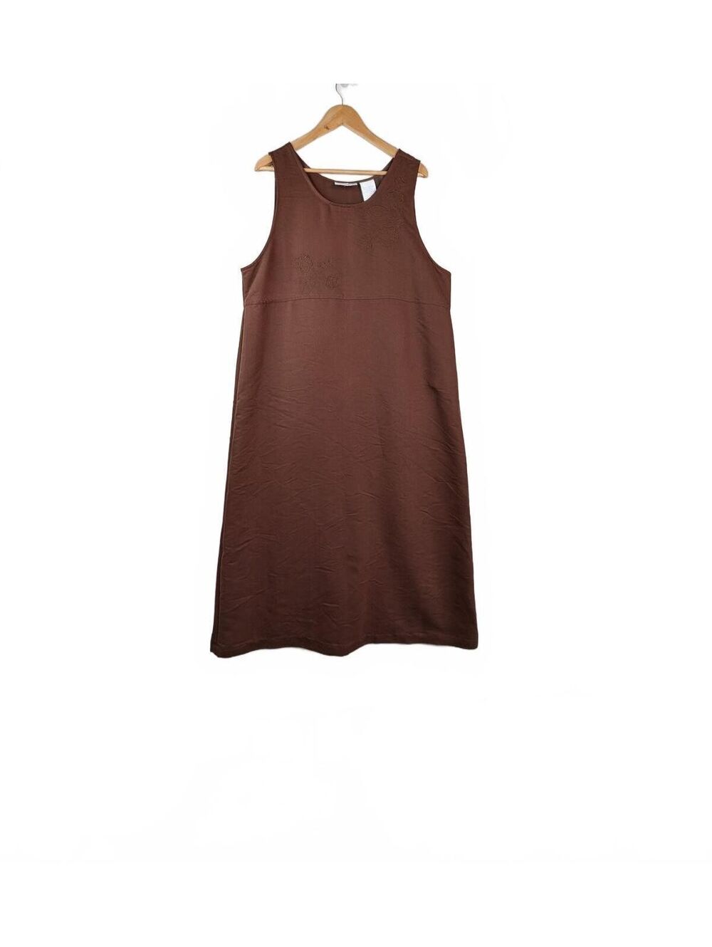 VTG 90's ERIKA‎ Studio Brown Sleeveless Embroidered Dress Size S